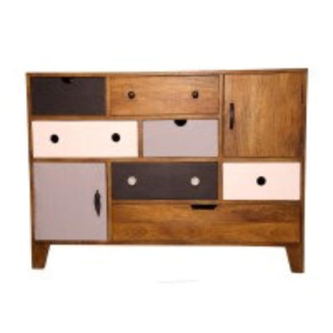 Colourful Chest with 7 drawers and 2 door shelves. Colours of the chest can enhance the beauty of your living room, drawing room, guest room or the place where it is kept Useful for keeping big as well as small household items Top of the chest can be used