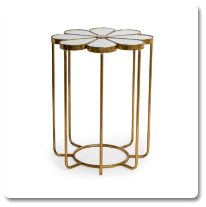 ANTIQUE GOLD/BRONZE LEAF METAL FLOWER SIDE TABLE H52 x W35 x D32 CM