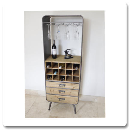 Retro Industrial Wine Cabinet H159 x W56 x D38 CM