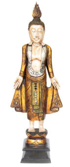 GOLD ALBASIA WOOD BUDDHA ORNAMENT