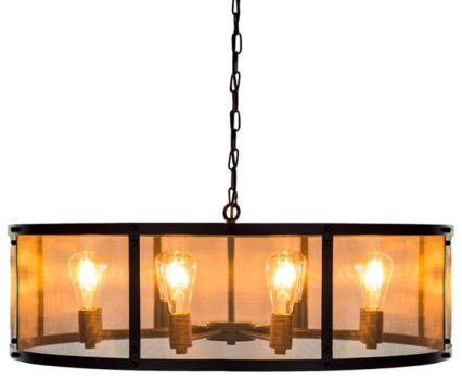 LARGE ROUND BLACK IRON INDUSTRIAL CHANDELIER