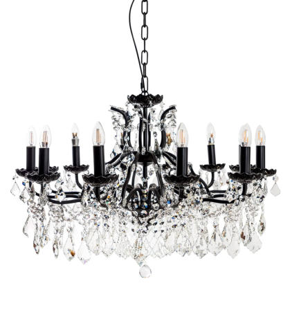 LARGE 12 BRANCH MATT BLACK SHALLOW CHANDELIER