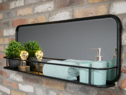 Industrial Shelf With Mirror H35 x W100 x D14