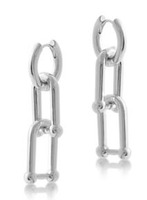 Silver Renata Charm Hoop Earrings