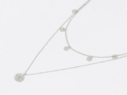 Silver Linette 2 Row Star Encrusted Charm Necklace