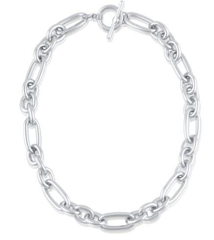 Silver Maude Oval Links Tbar Statement Necklace