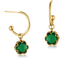 Caroline Crystal Pear Stone Tiny Hoop Earrings