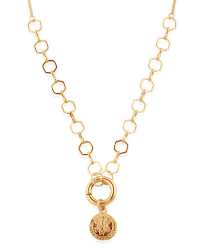 Adriana Plated Mixed Chains Charm With Lock Necklace 