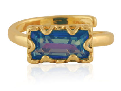 Rebecca Baguette Gem Adjustable Ring 