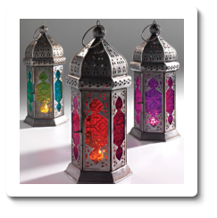 Moroccan Style Large Tonal Glass Lantern H30 x W13 x D13 CM