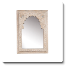 Mango Wood Wall Mirror, Hand Painted H55 x W40 x D3 CM