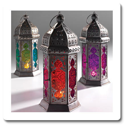 Moroccan Style Large Tonal Glass Lantern H30 x W13 x D13 CM