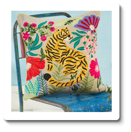 Mahima Embroidered Tiger Cushion Cover H45 x W45  CM