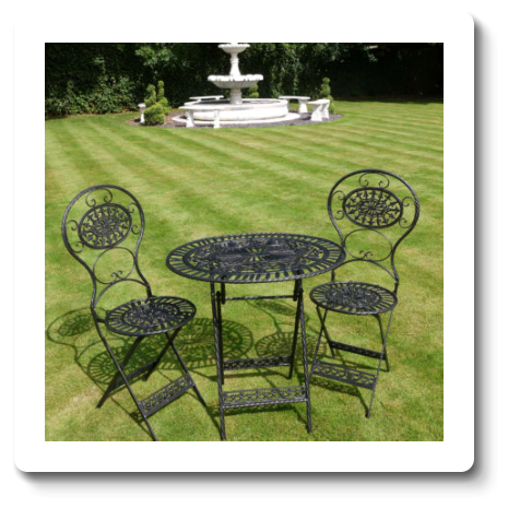 Tea for Two Ova  Black Table and Chairs Table H74 x W71  Chairs H102 x W41 CM